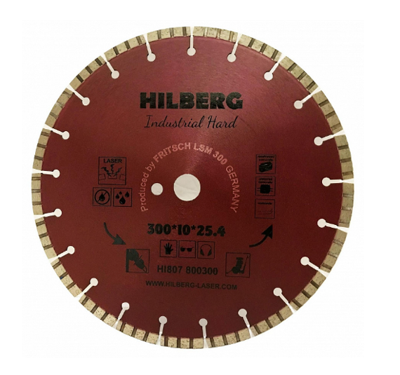 Диск алмазный сегментный-турбо Hilberg Industrial Hard Laser 300*10*25,4/12