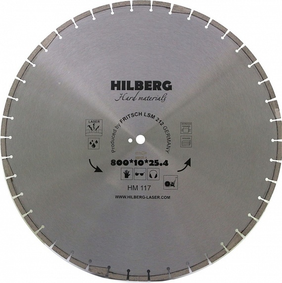 Диск алмазный сегментный Hilberg Hard Materials Laser 800*10*25.4/12 толщина реж. кромки 4,9 mm