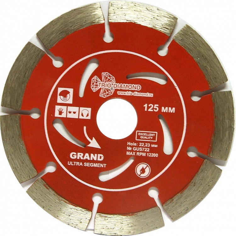 Диск алмазный сегментный Trio-Diamond Grand Ultra Segment 125*10*22.23 толщина реж. кромки 2 mm